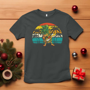 Dabbing Pineapple Christmas Tree Lights T Shirt Hawaiian Hawaii Tropical Xmas Men Gifts Sunglasses On TS10 Dark Heather Print Your Wear