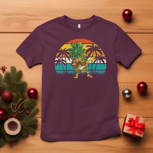 Dabbing Pineapple Christmas Tree Lights T Shirt Hawaiian Hawaii Tropical Xmas Men Gifts Sunglasses On TS10 Maroon Print Your Wear