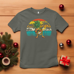 Dabbing Pineapple Christmas Tree Lights T Shirt Hawaiian Hawaii Tropical Xmas Men Gifts Sunglasses On TS10 Military Green Print Your Wear