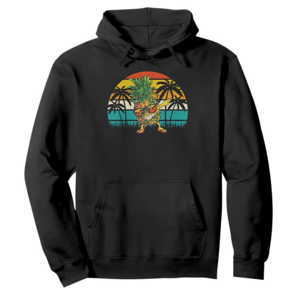 Dabbing Pineapple Christmas Tree Lights Hoodie Hawaiian Hawaii Tropical Xmas Men Gifts Sunglasses On TS10 Black Print Your Wear