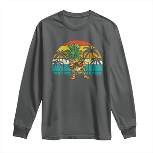 Dabbing Pineapple Christmas Tree Lights Long Sleeve Shirt Hawaiian Hawaii Tropical Xmas Men Gifts Sunglasses On TS10 Dark Heather Print Your Wear