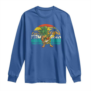 Dabbing Pineapple Christmas Tree Lights Long Sleeve Shirt Hawaiian Hawaii Tropical Xmas Men Gifts Sunglasses On TS10 Royal Blue Print Your Wear