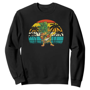 Dabbing Pineapple Christmas Tree Lights Sweatshirt Hawaiian Hawaii Tropical Xmas Men Gifts Sunglasses On TS10 Black Print Your Wear