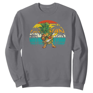 Dabbing Pineapple Christmas Tree Lights Sweatshirt Hawaiian Hawaii Tropical Xmas Men Gifts Sunglasses On TS10 Charcoal Print Your Wear