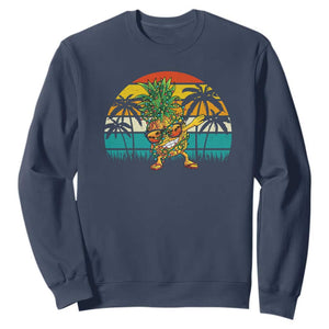 Dabbing Pineapple Christmas Tree Lights Sweatshirt Hawaiian Hawaii Tropical Xmas Men Gifts Sunglasses On TS10 Navy Print Your Wear