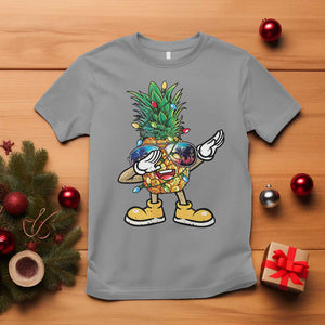 Dabbing Pineapple Hawaii Christmas Tree Lights Xmas Sunglasses T Shirt Tropical Holiday Beach TS10 Sport Gray Print Your Wear