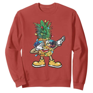 Dabbing Pineapple Hawaii Christmas Tree Lights Xmas Sunglasses Sweatshirt Tropical Holiday Beach TS10 Red Print Your Wear