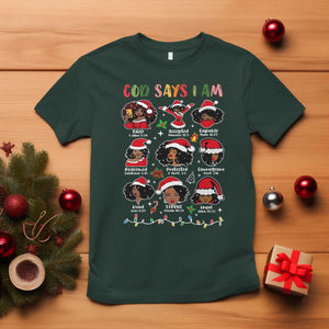 Christian Christmas T Shirt God Says I Am African American Women Scriptures Affirmations TS10 Dark Forest Green Print Your Wear