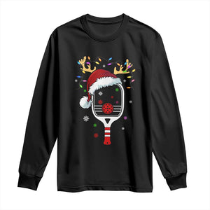 Pickleball Christmas Long Sleeve Shirt Holiday Reindeer Player Gifts Sports Xmas TS10 Black Print Your Wear