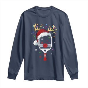 Pickleball Christmas Long Sleeve Shirt Holiday Reindeer Player Gifts Sports Xmas TS10 Navy Print Your Wear