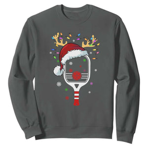 Pickleball Christmas Sweatshirt Holiday Reindeer Player Gifts Sports Xmas TS10 Dark Heather Print Your Wear