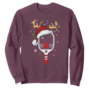 Pickleball Christmas Sweatshirt Holiday Reindeer Player Gifts Sports Xmas TS10 Maroon Print Your Wear