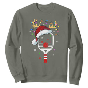 Pickleball Christmas Sweatshirt Holiday Reindeer Player Gifts Sports Xmas TS10 Military Green Print Your Wear