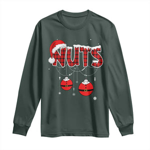 Christmas Couples Long Sleeve Shirt Chest Nuts Couples Funny Matching Chestnuts TS10 Dark Forest Green Print Your Wear