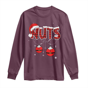 Christmas Couples Long Sleeve Shirt Chest Nuts Couples Funny Matching Chestnuts TS10 Maroon Print Your Wear