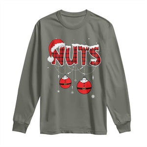 Christmas Couples Long Sleeve Shirt Chest Nuts Couples Funny Matching Chestnuts TS10 Military Green Print Your Wear