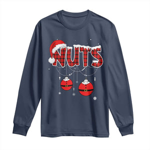 Christmas Couples Long Sleeve Shirt Chest Nuts Couples Funny Matching Chestnuts TS10 Navy Print Your Wear