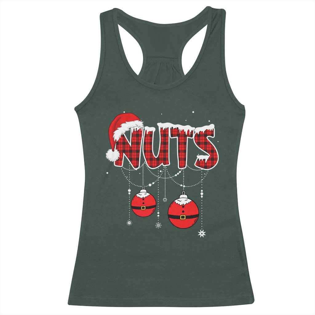 Christmas Couples Racerback Tank Top Chest Nuts Couples Funny Matching Chestnuts TS10 Dark Forest Green Print Your Wear