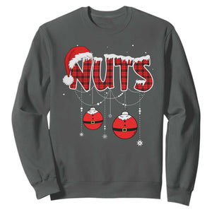 Christmas Couples Sweatshirt Chest Nuts Couples Funny Matching Chestnuts TS10 Dark Heather Print Your Wear