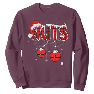 Christmas Couples Sweatshirt Chest Nuts Couples Funny Matching Chestnuts TS10 Maroon Print Your Wear