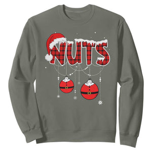 Christmas Couples Sweatshirt Chest Nuts Couples Funny Matching Chestnuts TS10 Military Green Print Your Wear