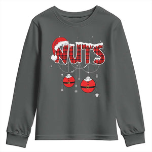 Christmas Couples Youth Sweatshirt Chest Nuts Couples Funny Matching Chestnuts TS10 Dark Heather Print Your Wear