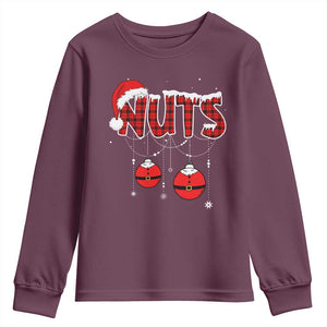 Christmas Couples Youth Sweatshirt Chest Nuts Couples Funny Matching Chestnuts TS10 Maroon Print Your Wear