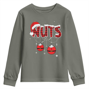 Christmas Couples Youth Sweatshirt Chest Nuts Couples Funny Matching Chestnuts TS10 Military Green Print Your Wear