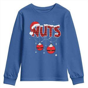 Christmas Couples Youth Sweatshirt Chest Nuts Couples Funny Matching Chestnuts TS10 Royal Blue Print Your Wear