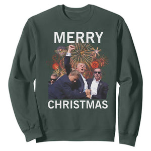 Donald Trump Christmas Sweatshirt Merry Xmas Republican TS10 Dark Forest Green Print Your Wear