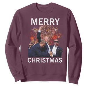 Donald Trump Christmas Sweatshirt Merry Xmas Republican TS10 Maroon Print Your Wear