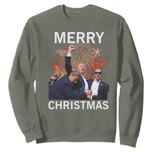 Donald Trump Christmas Sweatshirt Merry Xmas Republican TS10 Military Green Print Your Wear