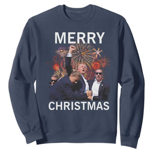 Donald Trump Christmas Sweatshirt Merry Xmas Republican TS10 Navy Print Your Wear