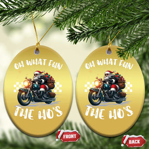 Biker Grandpa Santa on Motorcycle Xmas Christmas Ornament Funny Oh What Fun It Is To Ride TS10 Oval Gold Print Your Wear