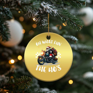 Biker Grandpa Santa on Motorcycle Xmas Christmas Ornament Funny Oh What Fun It Is To Ride TS10 Print Your Wear