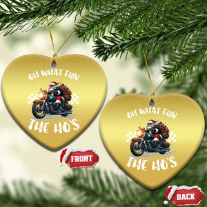 Biker Grandpa Santa on Motorcycle Xmas Christmas Ornament Funny Oh What Fun It Is To Ride TS10 Heart Gold Print Your Wear