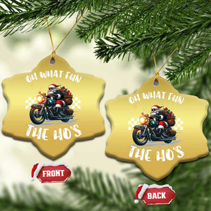 Biker Grandpa Santa on Motorcycle Xmas Christmas Ornament Funny Oh What Fun It Is To Ride TS10 Snow Flake Gold Print Your Wear