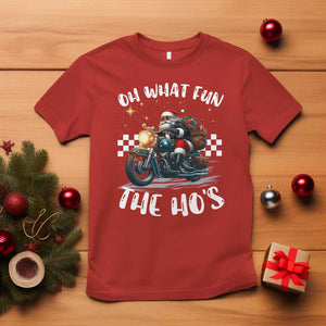 Biker Grandpa Santa on Motorcycle Christmas T Shirt Funny Oh What Fun It Is To Ride TS10 Red Print Your Wear