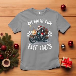 Biker Grandpa Santa on Motorcycle Christmas T Shirt Funny Oh What Fun It Is To Ride TS10 Sport Gray Print Your Wear