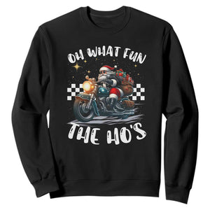 Biker Grandpa Santa on Motorcycle Christmas Sweatshirt Funny Oh What Fun It Is To Ride TS10 Black Print Your Wear