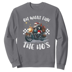 Biker Grandpa Santa on Motorcycle Christmas Sweatshirt Funny Oh What Fun It Is To Ride TS10 Charcoal Print Your Wear