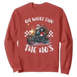 Biker Grandpa Santa on Motorcycle Christmas Sweatshirt Funny Oh What Fun It Is To Ride TS10 Red Print Your Wear