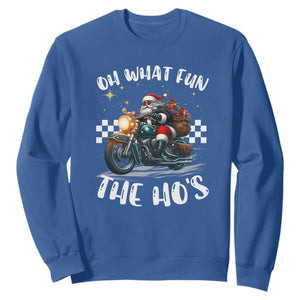 Biker Grandpa Santa on Motorcycle Christmas Sweatshirt Funny Oh What Fun It Is To Ride TS10 Royal Blue Print Your Wear