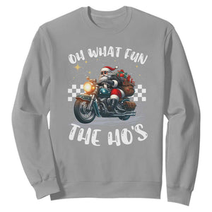 Biker Grandpa Santa on Motorcycle Christmas Sweatshirt Funny Oh What Fun It Is To Ride TS10 Sport Gray Print Your Wear