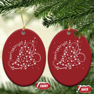 Christmas Dog Christmas Ornament Merry & Bright Cute Xmas Tree with Paws Gift for Dog Lover TS10 Oval Red Print Your Wear