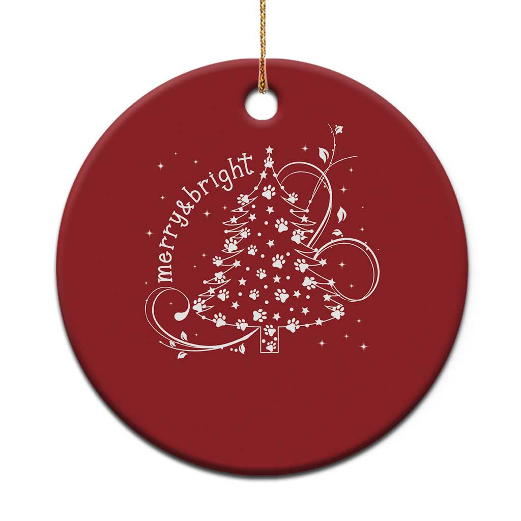 Christmas Dog Christmas Ornament Merry & Bright Cute Xmas Tree with Paws Gift for Dog Lover TS10 Print Your Wear