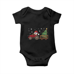 Tractor Christmas Baby Onesie Tree Lights Farmer Xmas Gift for Tractor Drivers TS10 Black Print Your Wear