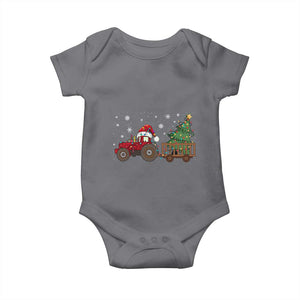Tractor Christmas Baby Onesie Tree Lights Farmer Xmas Gift for Tractor Drivers TS10 Charcoal Print Your Wear