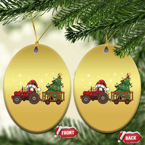 Tractor Xmas Christmas Ornament Tree Lights Farmer Xmas Gift for Tractor Drivers TS10 Oval Gold Print Your Wear