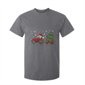 Tractor Christmas T Shirt For Kid Tree Lights Farmer Xmas Gift for Tractor Drivers TS10 Charcoal Print Your Wear